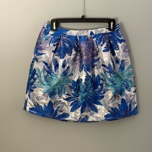 Kiind Of Brigitte Metallic Floral Brocade Mini Flare Skirt